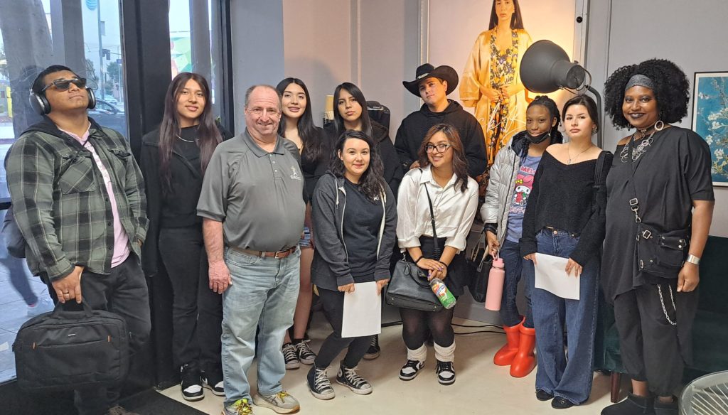 SIATech students and staff in career pathways business and entrepreneurship field trip to apparel company in Los Angeles