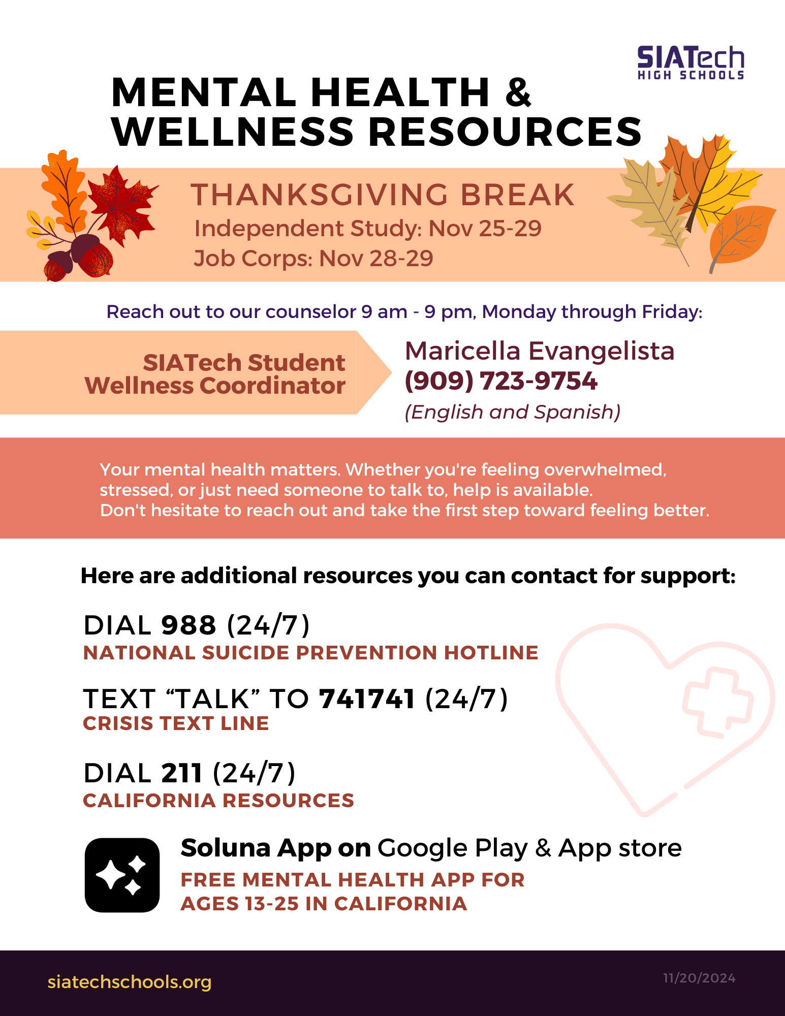 thanksgiving break - wellness available (1)