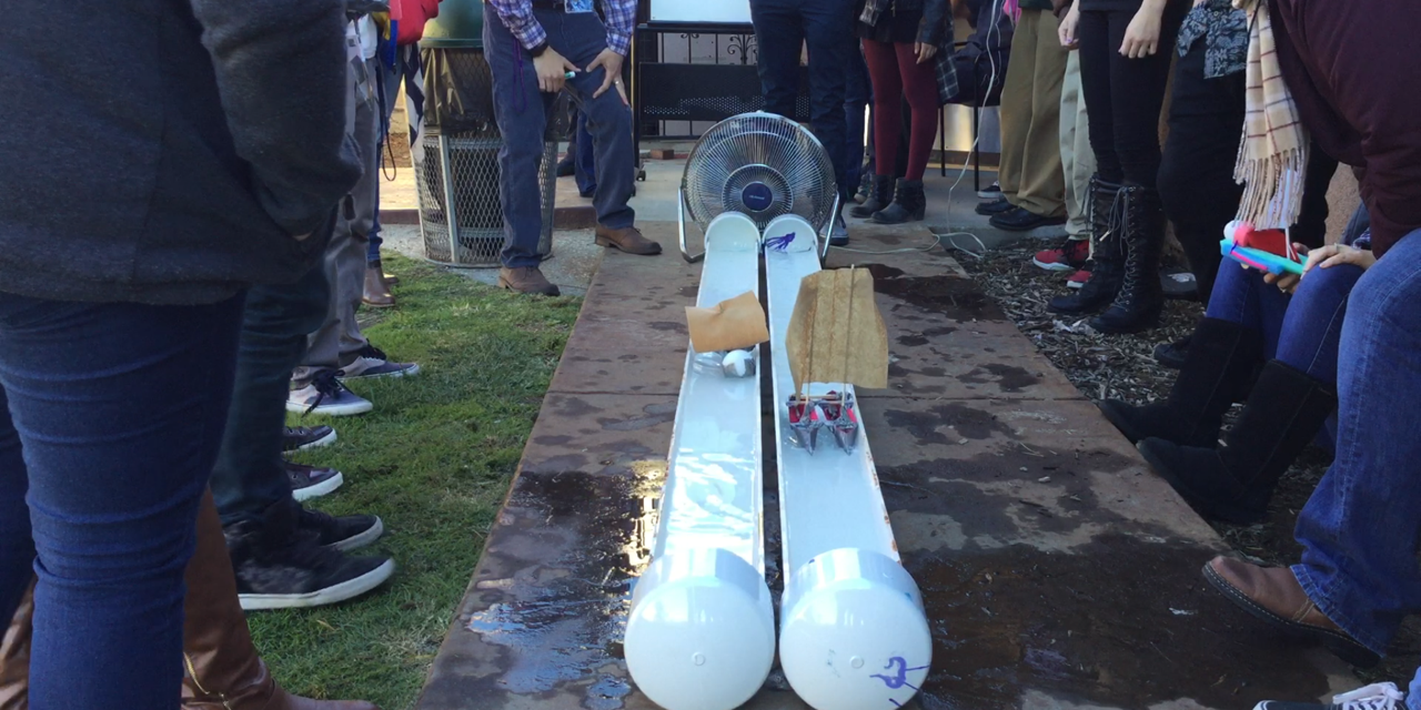 San Diego SIATech students testing out their Water Design prototypes.